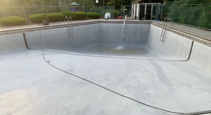 Swimming pool during seasonal preparation work
